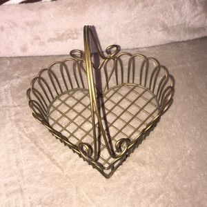 Gold metal heart ♥️ shaped basket